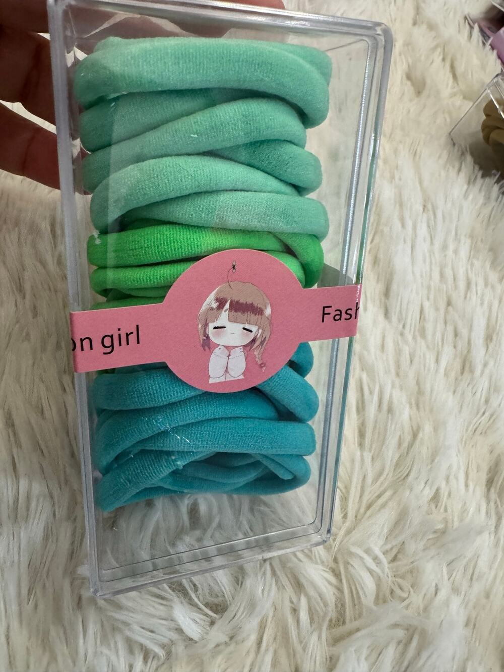 Green ombre hair tie  scrunchies in a gradient from light green to teal